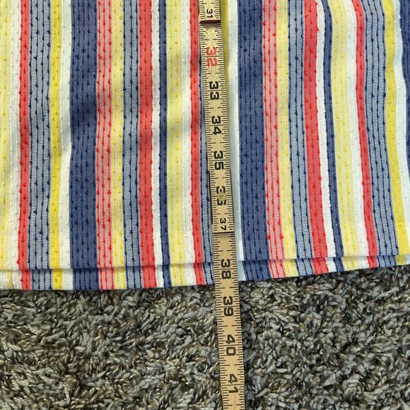 Vintage Smock Dress Size Large Red Blue Stripe Seersucker Zip Casual Retro 70s - Picture 15 of 16